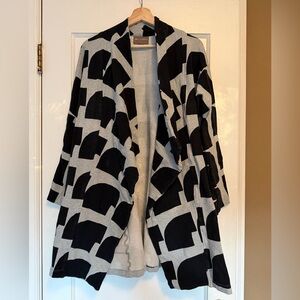 Bel Kazan Black and Gray Open Sweater - XL